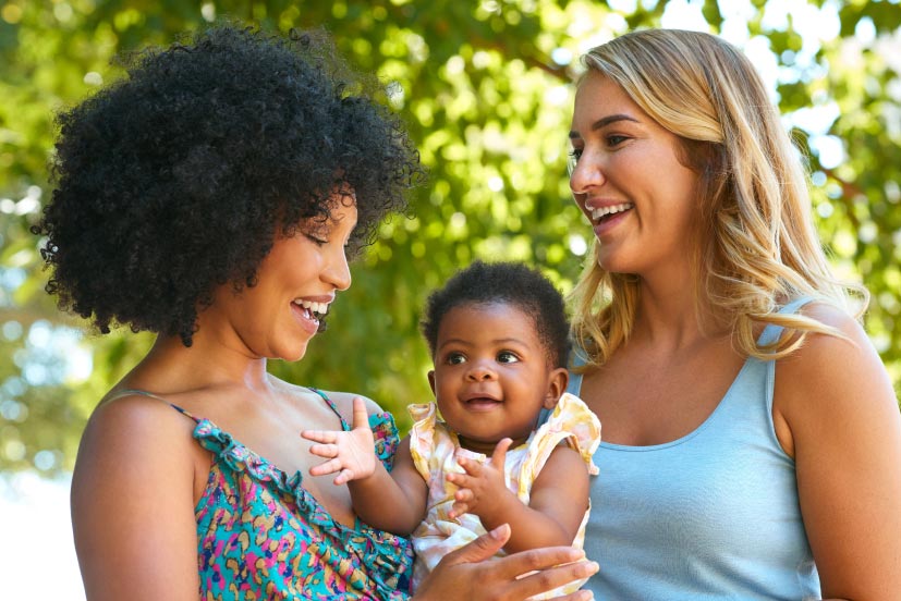 Women investors concept with LGBTQIA+ couple with their baby.