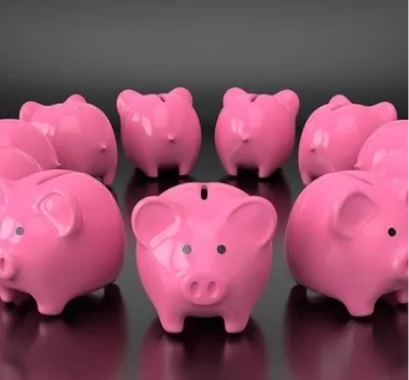 Financial readiness guide concept with a circle made out of pink ceramic piggy banks.