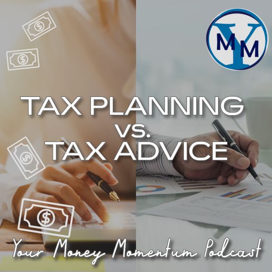 CPA hand on calculator and financial advisor hand writing a plan concept for tax planning vs tax advice